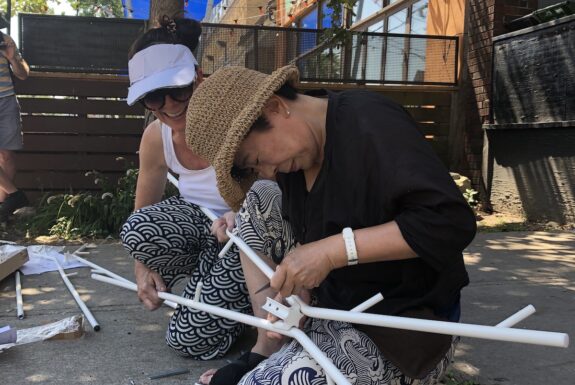 Stephanie Marshall and Sakiko Yamaoka perform in Step 2 as part of KinesTHESES, 2019