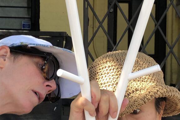 Stephanie Marshall and Sakiko Yamaoka perform in Step 2 as part of KinesTHESES, 2019