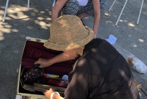 Stephanie Marshall and Sakiko Yamaoka perform in Step 2 as part of KinesTHESES, 2019