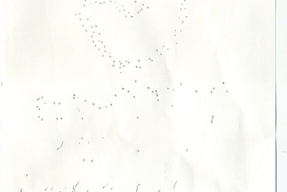 Notebook page from Step 2 with patterns of small holes made by a sewing needle