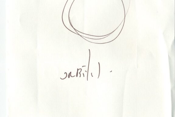 Notebook page from Step 2 with a loosely drawn circle and the word 'orbital' in fine black ink