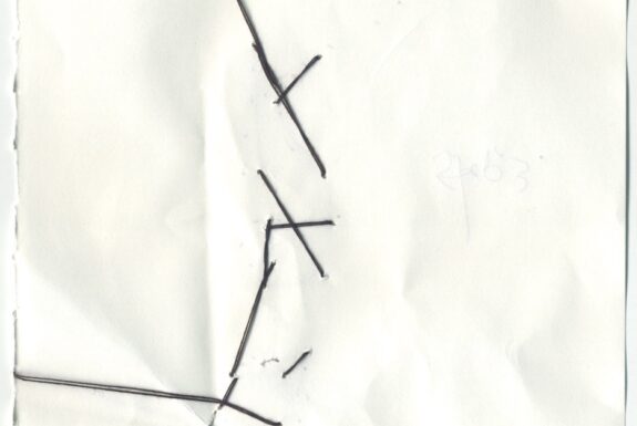 Notebook page from Step 2 (reverse side with black thread)