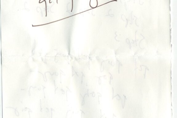 Notebook page from Step 2 with the words 'Step 2. Get going' in fine black ink.