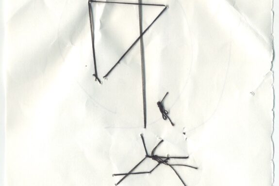 Notebook page from Step 2 (reverse side with black thread)