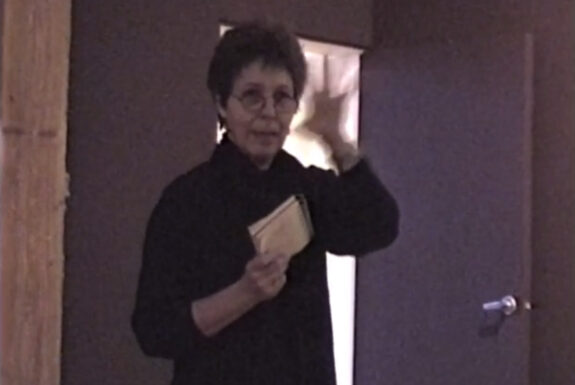 Johanna Householder moderating Experience as Spectacle as panel discussion, 7a*11d 2000