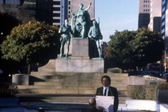 men of the world (Mark Alice Durant & Mathew Wilson) performing at the fountain at University Ave & Queen St W