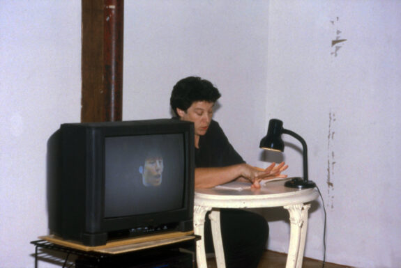 Cathy Sisler performs the babble of nervous hands, 7a*11d 1998