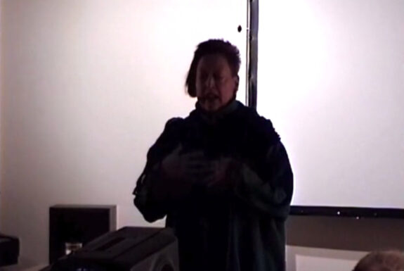 Martha Wilson presents her talk Franklin Furnace: The Whys of Deinstitutionalization at Some Assembly Required, 7a*11d 1998