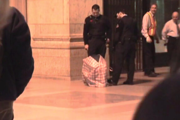 Stefanie Trojan performing Die Tasche / The Bag at Union Station Toronto