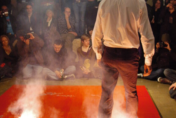 Joost Nieuwenburg performing Two surfaces in contact at XPACE Cultural Centre