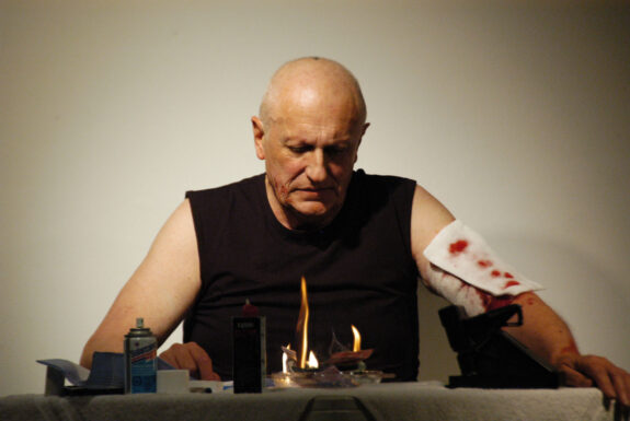 Norbert KLASSEN performing The Art of Marking Art at XPACE Cultural Centre