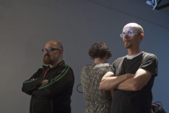 Teresa Dillon and collaborators Roy Mitchell & Ken Fraser performing Small Acts of Great Significance at XPACE Cultural Centre