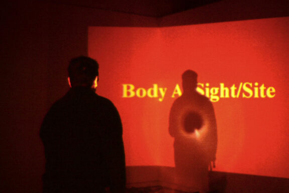 Pam Patterson performing Body as Site/Sight at A Space