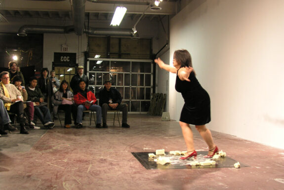 Melati Suryodarmo performing EXERGY—butter dance at XPACE