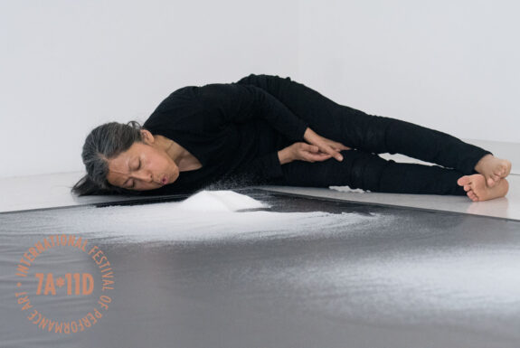 Elvira Santamaría performing Salt Cartographies at Sur Gallery