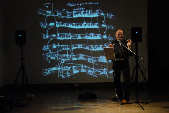Nicola Frangione performing Voice in Movement at XPACE Cultural Centre