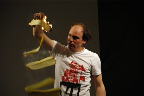 Francis Arguin performing Introduction to the body-orchestra at XPACE Cultural Centre