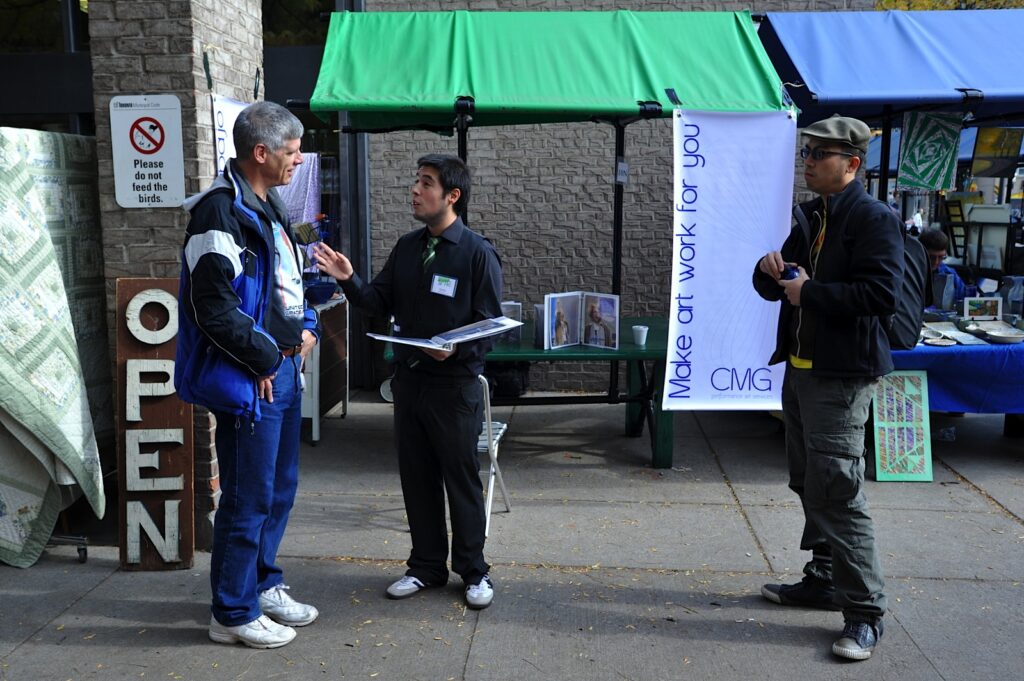 Carlos Monroy performing 'CMG Performance Art Services' at St.Lawrence Market