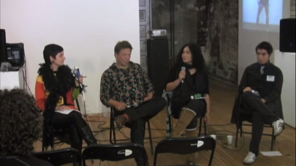 Jess Dobkin, Stein Henningsen, Chuyia Chia, Carlos Monroy speak during Performance Art Daily, October 26, 2010 at Toronto Free Gallery